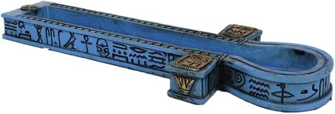 Ebros Gift Egyptian Beautiful Blue Hieroglyphic Symbols Golden Cartouche Ankh Key Incense Stick Burner Holder Figurine Gods of Egypt Talisman of Balance Health and Life Force in Kuwait