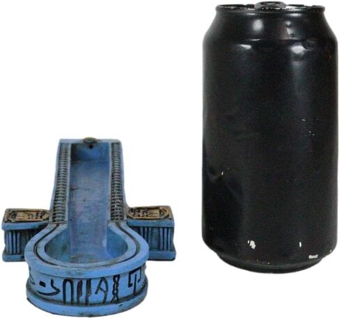 Ebros Gift Egyptian Beautiful Blue Hieroglyphic Symbols Golden Cartouche Ankh Key Incense Stick Burner Holder Figurine Gods of Egypt Talisman of Balance Health and Life Force in Kuwait