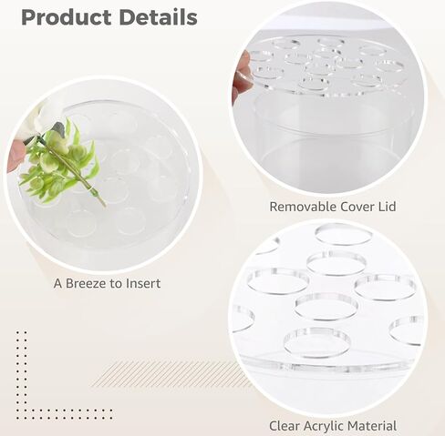 6 Pcs Round Acrylic Flower Vases for Centerpieces with 12 Holes | 5.51 x 2.55" Acrylic Floral Base, Long-Lasting Indoor​ Centerpiece Table Decor for Wedding Birthday Event Dining Table Decor in Saudi Arabia