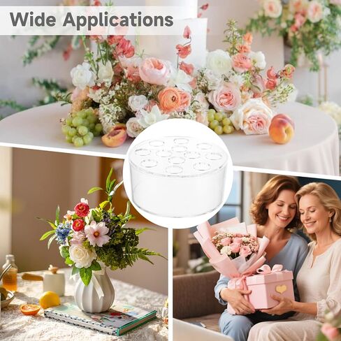 6 Pcs Round Acrylic Flower Vases for Centerpieces with 12 Holes | 5.51 x 2.55" Acrylic Floral Base, Long-Lasting Indoor​ Centerpiece Table Decor for Wedding Birthday Event Dining Table Decor in Saudi Arabia
