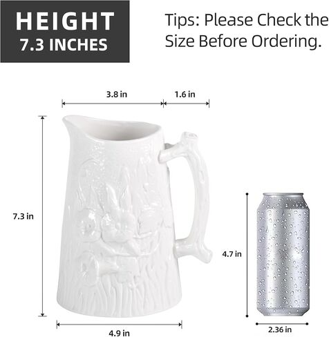 Ceramic Vase with Handle, Unique White Flower Vases for Bouquet, Bud, Mordern Decorative for Home, Office, Centerpieces, Kitchen, Living Room, Bedroom in Saudi Arabia