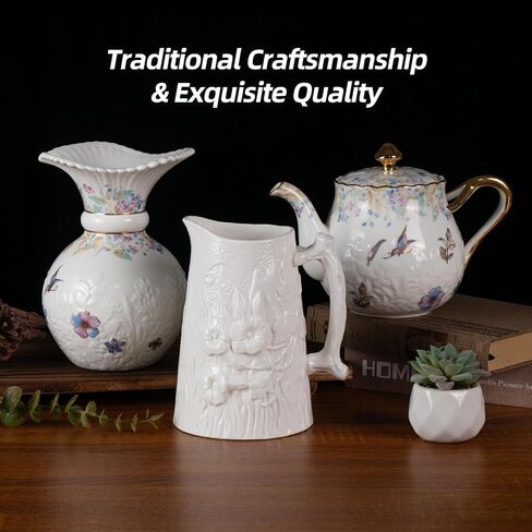 Ceramic Vase with Handle, Unique White Flower Vases for Bouquet, Bud, Mordern Decorative for Home, Office, Centerpieces, Kitchen, Living Room, Bedroom in Saudi Arabia