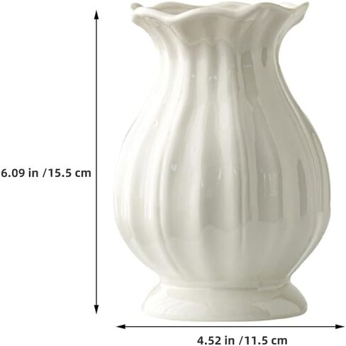 PRETYZOOM Ceramic Flower Vase 6.69In Small White Decorative Vase for Dried Flowers Minimalist Home Decor Accent for Living Room Bedroom Office in Saudi Arabia