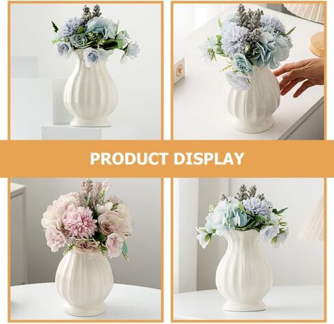 PRETYZOOM Ceramic Flower Vase 6.69In Small White Decorative Vase for Dried Flowers Minimalist Home Decor Accent for Living Room Bedroom Office in Saudi Arabia