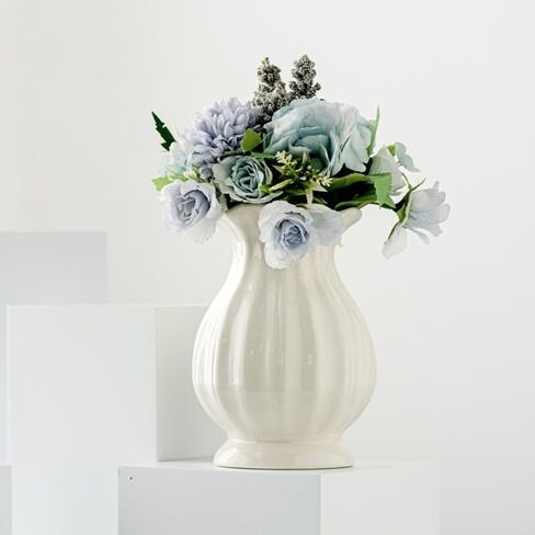 PRETYZOOM Ceramic Flower Vase 6.69In Small White Decorative Vase for Dried Flowers Minimalist Home Decor Accent for Living Room Bedroom Office in Saudi Arabia