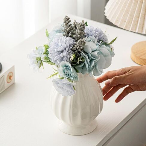 PRETYZOOM Ceramic Flower Vase 6.69In Small White Decorative Vase for Dried Flowers Minimalist Home Decor Accent for Living Room Bedroom Office in Saudi Arabia