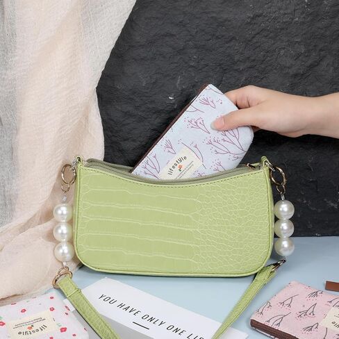 Small Makeup Bag for Purse, 6 Pcs 2 Sizes Canvas Floral Small Zipper Pouch Portable Cute Linen Fabric Mini Cosmetic Bag for Women Girls Home Travel Lipstick Coin Cards Storage (3 Style) in Kuwait
