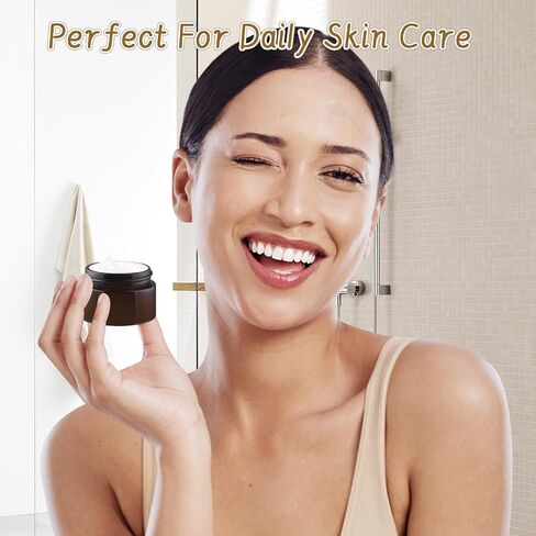24 Pcs Amber Glass Jars Round Small Glass Jars Empty Refillable Cosmetic Containers with Inner Liners & Black Lids for Make Up Sample Powder Cream Lotion Spice - 15g/0.5oz in Saudi Arabia