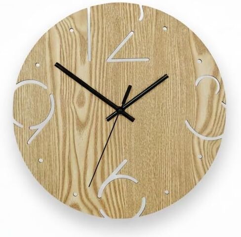 Modern Wall Clock 12", Silent Non-Ticking, Lightweight Wood-Look Design, Mid Century Minimalist Round Clock for Living Room, Bedroom & Office, Battery Operated (Brown) in Saudi Arabia