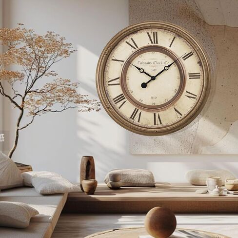 20 Inch Retro Farmhouse Wall Clock, Large Round Silent Non-Ticking, Battery Operated Decorative Clock for Living Room, Kitchen, Bedroom, Office and Home Decor in Saudi Arabia
