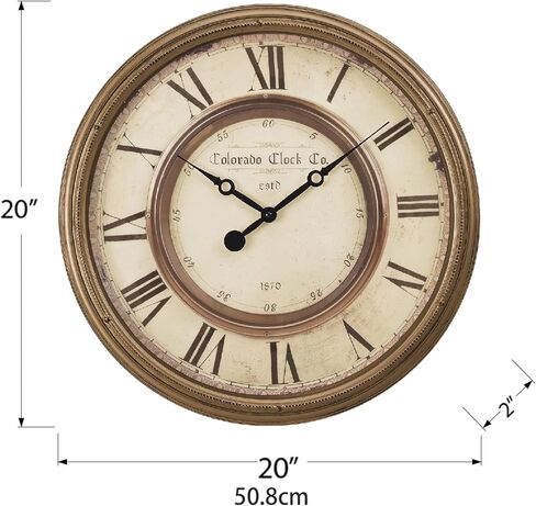 20 Inch Retro Farmhouse Wall Clock, Large Round Silent Non-Ticking, Battery Operated Decorative Clock for Living Room, Kitchen, Bedroom, Office and Home Decor in Saudi Arabia
