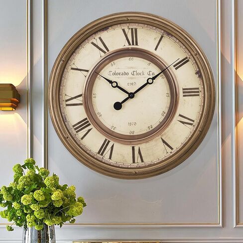 20 Inch Retro Farmhouse Wall Clock, Large Round Silent Non-Ticking, Battery Operated Decorative Clock for Living Room, Kitchen, Bedroom, Office and Home Decor in Saudi Arabia