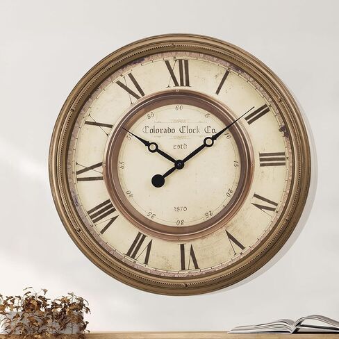 20 Inch Retro Farmhouse Wall Clock, Large Round Silent Non-Ticking, Battery Operated Decorative Clock for Living Room, Kitchen, Bedroom, Office and Home Decor in Saudi Arabia