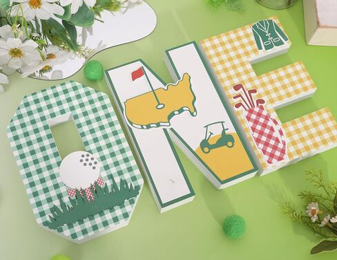 Golf 3D ONE Letters - The Masters First Birthday Decorations,Golf 1st Birthday One Letter Sign,Standing Letters Sign for Golfing Party,Sports Theme Party Centerpieces Photo Props in Kuwait