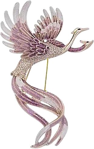 Gold Phoenix Brooch for Men Women, Chunky Enamel Rhinestone Crystal Bird Lapel Pin, Vintage Animal Badge for Coat Hat Bag Accessories in Kuwait