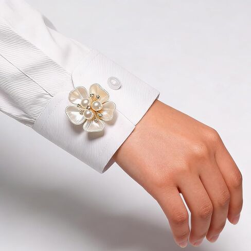 4PCS Pearl Flower Button Covers, Elegant Brooch Pin Clips, Fashion Cuff Accessories for Wedding & Daily Wear in Saudi Arabia