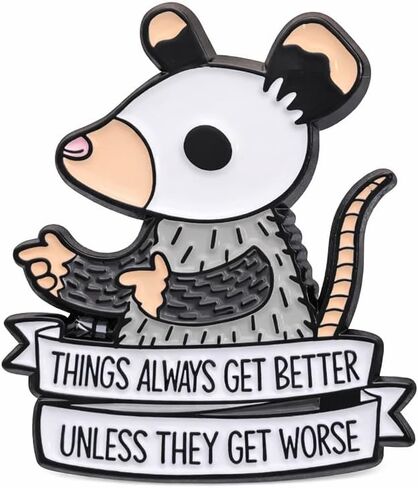 Funny Opossum Pin - Sarcastic Dark Humor Enamel Pins Brooch for Backpacks, Jackets, Hats. Hilarious Cartoon Animals Brooches Gifts for Adults, Friends. in Saudi Arabia