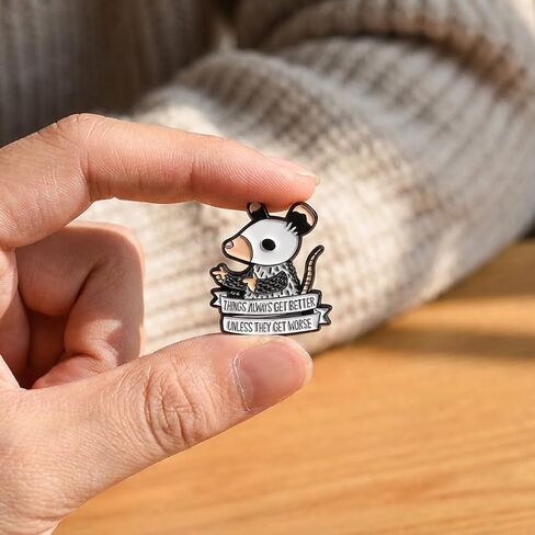 Funny Opossum Pin - Sarcastic Dark Humor Enamel Pins Brooch for Backpacks, Jackets, Hats. Hilarious Cartoon Animals Brooches Gifts for Adults, Friends. in Saudi Arabia