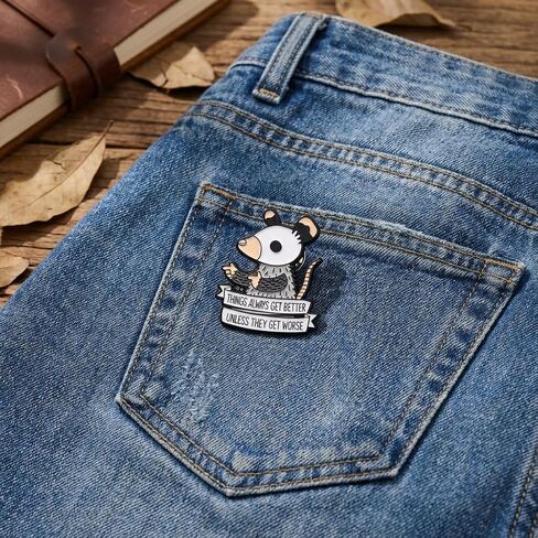 Funny Opossum Pin - Sarcastic Dark Humor Enamel Pins Brooch for Backpacks, Jackets, Hats. Hilarious Cartoon Animals Brooches Gifts for Adults, Friends. in Saudi Arabia