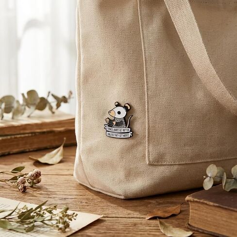 Funny Opossum Pin - Sarcastic Dark Humor Enamel Pins Brooch for Backpacks, Jackets, Hats. Hilarious Cartoon Animals Brooches Gifts for Adults, Friends. in Saudi Arabia