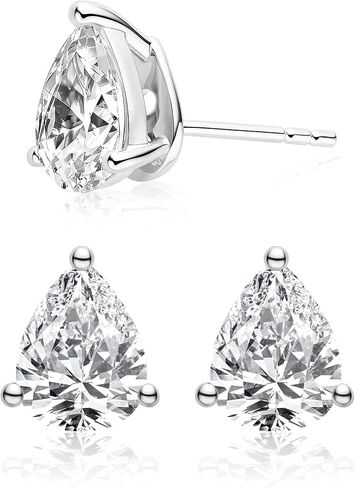 S925 Sterling Silver 18K Gold Plated Stud Earrings, 3-5 Carat Lab Simulated Diamond 5A Cubic Zirconia, Hypoallergenic Earrings for Women, Perfect Jewelry Gift in Kuwait