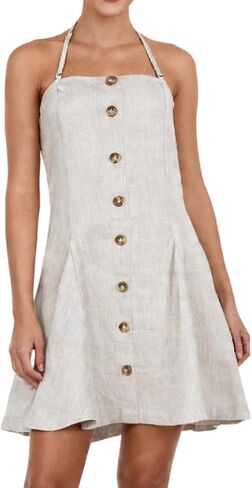 Xintianji Women's 100% Linen Halter Mini Dresses with Detachable Ties Tube Sun Dress in Saudi Arabia