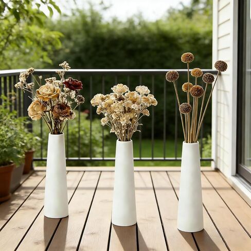 6 Pcs White Ceramic Vase Set, 7.1" Tall Modern Conic Unglazed Bud Vases | Floral Vases Bulk, Minimalist Centerpieces for Living Room, Dining Table, Wedding & Home Decor in Saudi Arabia