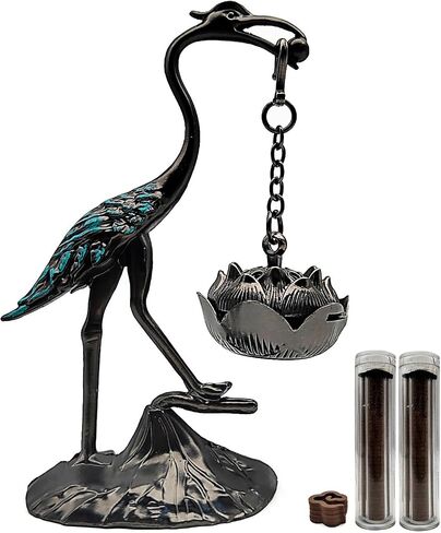 Tipmant Mini Vintage Incense Burner Holder with 2 Box of 84 Incenses, Desktop Decoration (Crane) in Kuwait