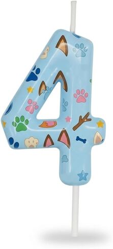 Blue Dog Birthday Number Candles for Kids Ages 1-7, Dog Paw Cake Topper Candle for Birthday Party Decorations, Themed Cupcake Candle for Boys Girls Toddler Party Supplies Number 5 in Saudi Arabia