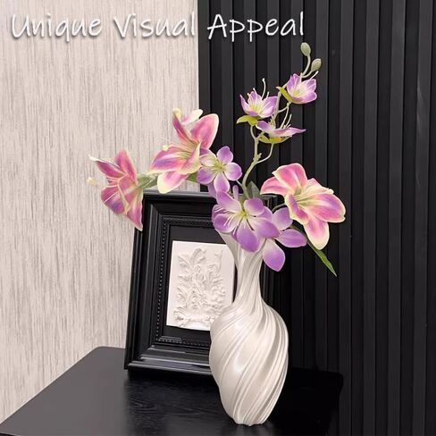 Ouliget Silk-Like Elegant Vase,Twisted Minimalist Flower Arrangement Holders,Nordic Style 3D Printed Vases,Coffee Table & Shelf Office Decor in Saudi Arabia