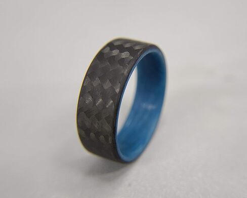 Handmade Ring Band - Men's or Women's Carbon Fiber Twill Ring with Blue Glow Interior, Matte Finish, Glow-in-the-Dark, Durable, Waterproof, Sizes 4-16, Custom Band Widths in Kuwait
