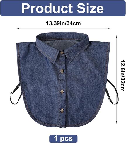 Denim Collar, Denim Collar Shirt Women Detachable Shirt for Women & Girls, Adjustable & Reusable Fashion Accessory, Blue in Saudi Arabia