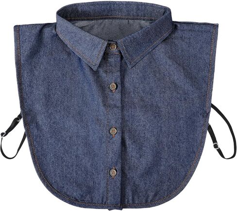 Denim Collar, Denim Collar Shirt Women Detachable Shirt for Women & Girls, Adjustable & Reusable Fashion Accessory, Blue in Saudi Arabia