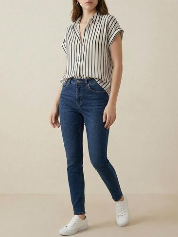 Women's Striped Button Down Shirt Summer Dolman Short Sleeve Collared Blouses Business Casual Tops in Saudi Arabia