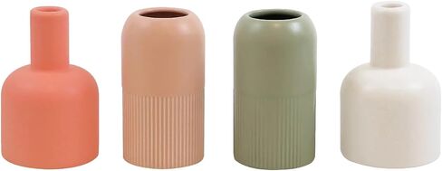 Cloudnola Reversible Ceramic Flower Vase and Bud Vase Set of 2, Pink Beige & Coral and Sage Green & Ivory, Ideal Gift Set for Home, Wedding, and Event Decor in Saudi Arabia