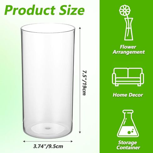 6 Pcs Shatterproof Clear Cylinder Vase Set, 7.5 Inch Tall PET Plastic Flower Vase for Centerpieces Wedding Home Decor in Saudi Arabia