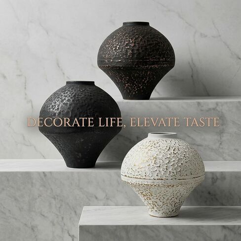 Unique Handmade Cast Iron Vase for Dried Flowers or Pampas Grass, Heavy and Durable Wabi Sabi Vases, Matte Black Vase for Modern, Rustic and Farmhouse Decor (Matte Black, 7" W×7" H) in Saudi Arabia
