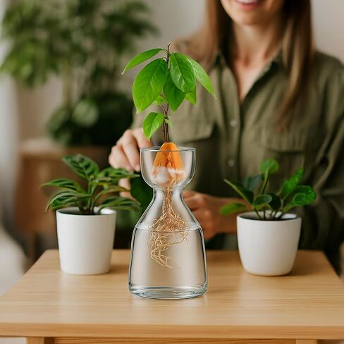 3 Pcs Acorn Vases Glass Avocado Vase Avocado Glass Vase for Growing, Hydroponics Terrariums Pot Deco Indoor Bulb Vasees Propagation Vases for Home Table Desk Indoor Decor Gardening Lover Gifts in Saudi Arabia