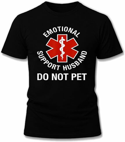 Emotional Support Husband Do Not Pet T-Shirt Funny Husband from Wife Couples Tees Father's Day Tshirt for Men in Kuwait