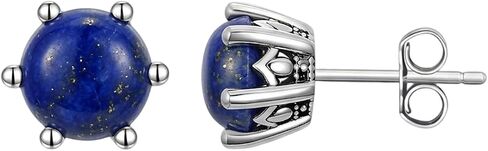 1.0 CT Gemstone Stud Earrings Solid 925 Sterling Silver Vintage Studs Earrings Round Cut Birthstone Jewelry Gifts for Women in Saudi Arabia