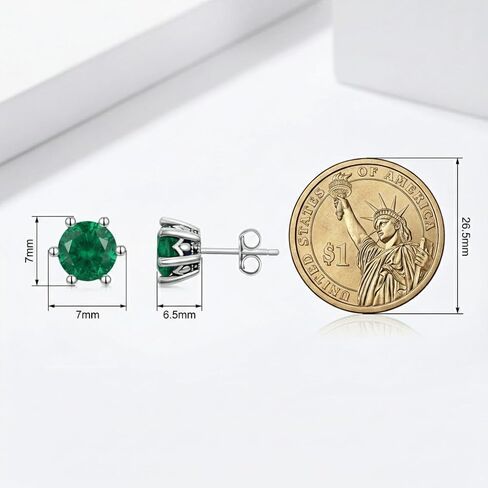 1.0 CT أقراط الأحجار الكريمة الصلبة 925 فضة خمر ترصيع الأقراط جولة قطع جوهرة الميلاد مجوهرات هدايا للنساء in Kuwait