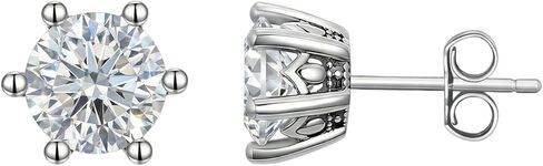 1.0 CT أقراط الأحجار الكريمة الصلبة 925 فضة خمر ترصيع الأقراط جولة قطع جوهرة الميلاد مجوهرات هدايا للنساء in Kuwait