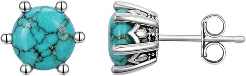 1.0 CT أقراط الأحجار الكريمة الصلبة 925 فضة خمر ترصيع الأقراط جولة قطع جوهرة الميلاد مجوهرات هدايا للنساء in Kuwait