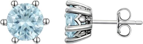 1.0 CT أقراط الأحجار الكريمة الصلبة 925 فضة خمر ترصيع الأقراط جولة قطع جوهرة الميلاد مجوهرات هدايا للنساء in Kuwait