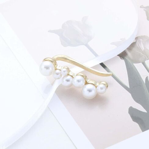 Vintage Pearl Ear Climber Earrings Pearl Cuff Crawler Earrings Cluster Pearls Stud Earring White Bead Climber Crawler Earring Jewelry for Women in Kuwait