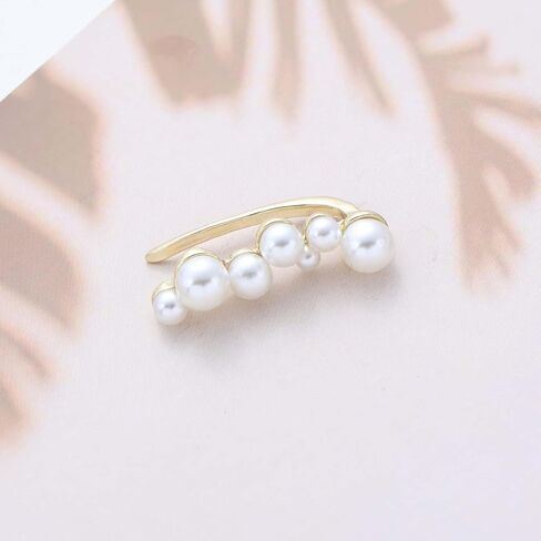 Vintage Pearl Ear Climber Earrings Pearl Cuff Crawler Earrings Cluster Pearls Stud Earring White Bead Climber Crawler Earring Jewelry for Women in Kuwait