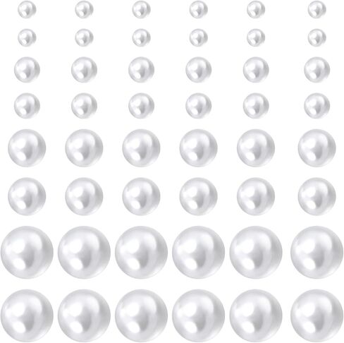 24 Pairs Earrings Pearl, Faux Pearls Earrings for Women, 4 Mixed Sizes Round Ball Pearl Earring Set in White in Kuwait