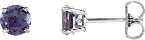 Lab-Created Alexandrite 14k White Gold 5 mm Round Created Alexandrite Earrings in Kuwait