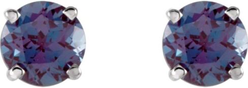 Lab-Created Alexandrite 14k White Gold 5 mm Round Created Alexandrite Earrings in Kuwait