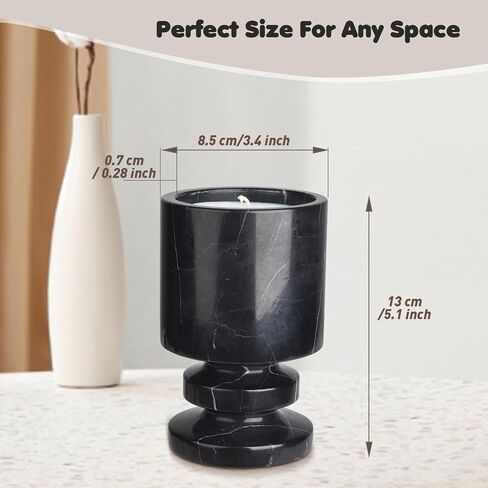 Marble Scented Candle | Handcrafted Black Marble Container | Warm Glow Home Decor | Soy Wax | Large Candle | Non Toxic, Cotton Wick | Reusable Natural Marble Jar | Unique Gift in Saudi Arabia